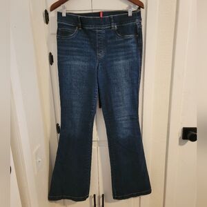 Spanx Flare Pull On Dark Wash Tummy Control Stretch Jeans Large